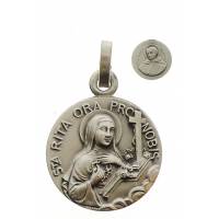 Médaille Ste Rita / St Nicolas de Tolentin - 14 mm - Métal Argenté