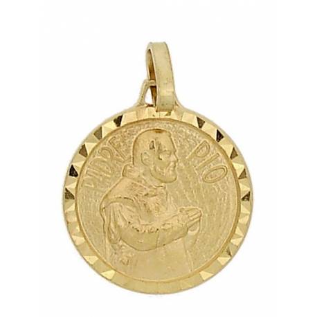 Médaille St P. Pio - 16 mm - Métal Doré