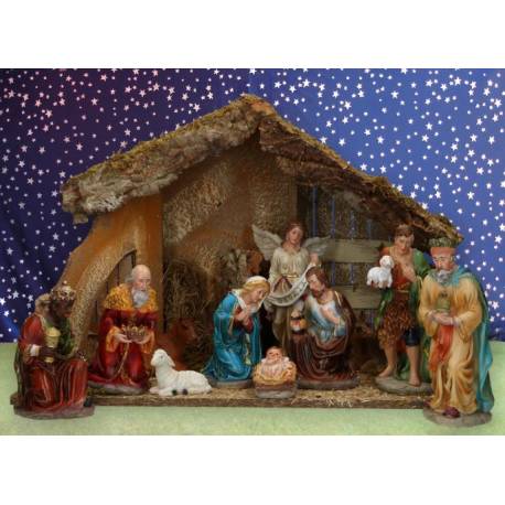 Kerststal + 11 Figuren 20 Cm (60 X 34 X 43 Cm) 