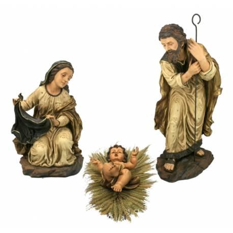 Kerstgroep 80 cm Heilige Familie (3 Stuks) - "Goud" 