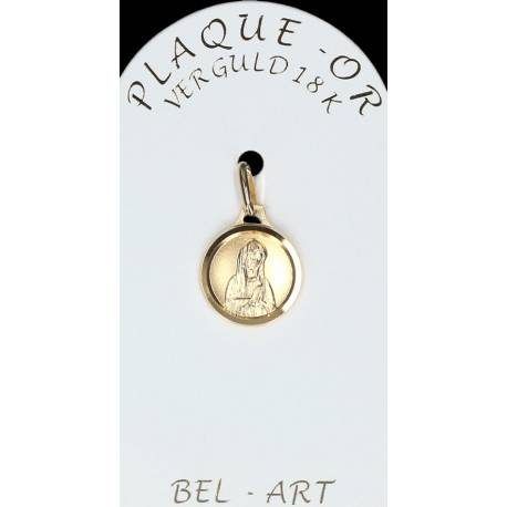 Médaille plaqué-or - Vierge mains jointes - 12 mm