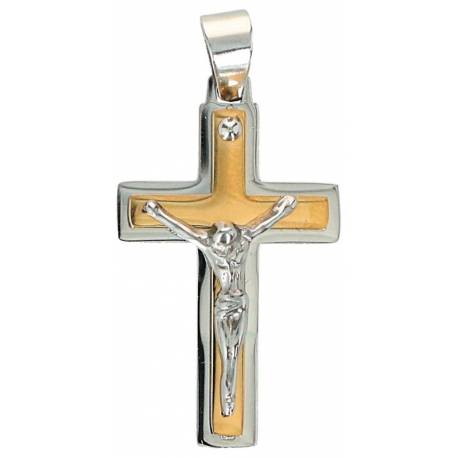 Croix en acier dorée 30 x 20 mm