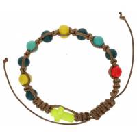 Bracelet c/corde - bois - multicolore - enfants