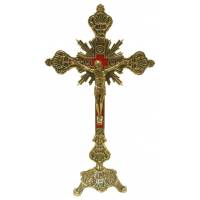 Croix sur base - 23 cm - Métal Doré