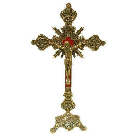 Croix sur base - 23 cm - Métal Doré