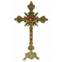 Croix sur base - 23 cm - Métal Doré