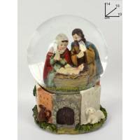 Sneeuwbol met heilige familie - hoogte 14 cm 