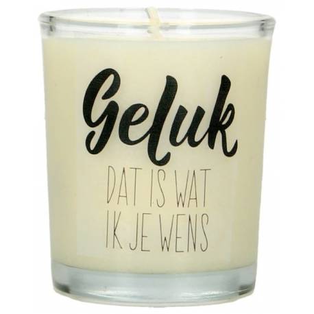 Bougie en verre 65 x 50 mm Geluk Dat is wat ik je wens