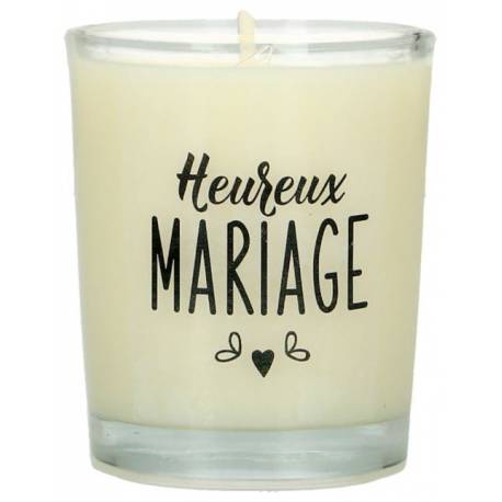 Bougie en verre 65 x 50 mm Heureux mariage