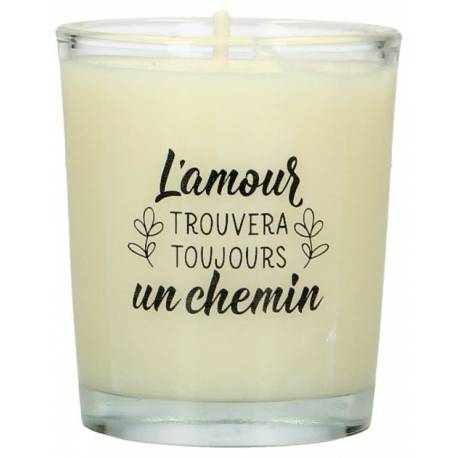 Bougie en verre 65 x 50 mm L'amour trouvera toujours un chemin