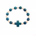 Armband tientje blauw hout ongeveer 7 cm 