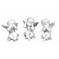 Set de 3 anges assis 13 cm Albâtre