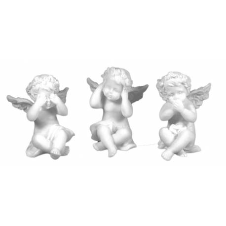 Set de 3 anges assis 13 cm Albâtre