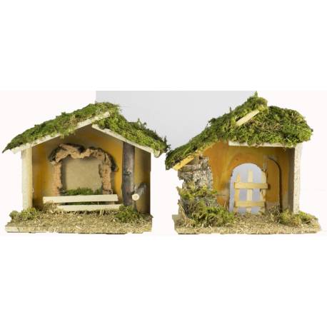 Cabane vide pour personnages de crèche de 8 cm (22x12x19cm).