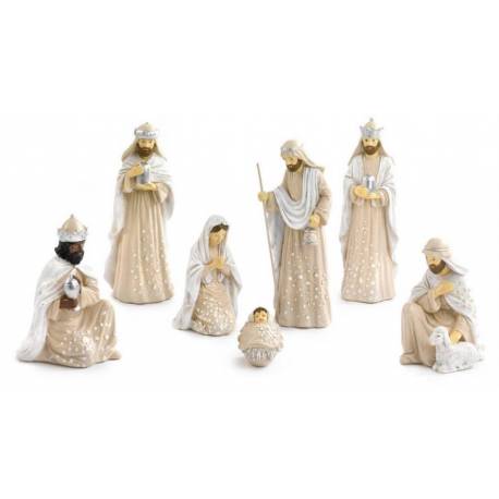 Personnages de crèche de Noël - 7 figurines de 17 cm