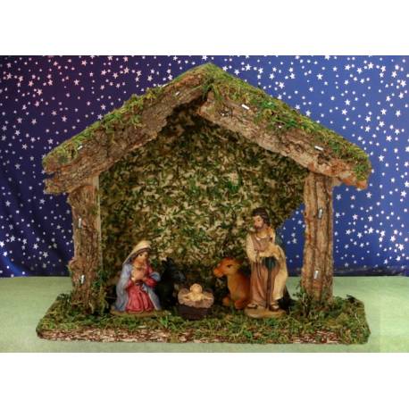 Kerststal + 5 Figuren 05 Cm (14.50 X 5.5 X H 12 Cm) 