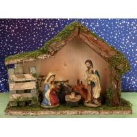 Kerstset : stal (18.5X7X13.5 cm) 5 figuren 7 cm 