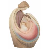 Sainte Famille en bois sculpté - 10 cm - bois de frêne