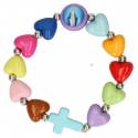 Armband/elastiek multicolor hartjes kinderen 