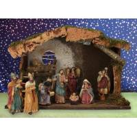 Kerststal + 10 Figuren 15 Cm (42x19x30cm) 