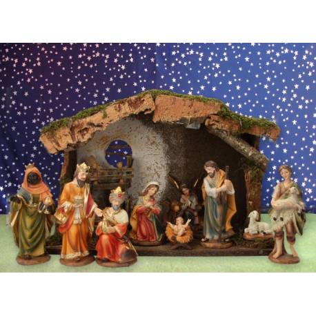 Kerststal + 11 Figuren 15 Cm (42x19x30cm) 