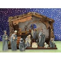 Kerstset : stal (33x18x24cm) 11 figuren 12 cm 