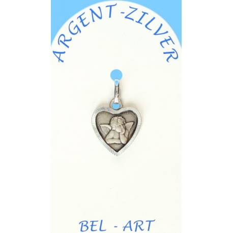 Médaille Argent Coeur ange 12 mm