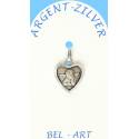 Médaille Argent Coeur ange 12 mm