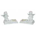 Engel op boek + tealight - 14 X H14 cm - 2 / set 