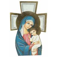 Croix sur pied 9 X 14 cm Vierge et Enfant