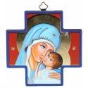 Icône 12 X 12 cm Croix - Vierge et Enfant