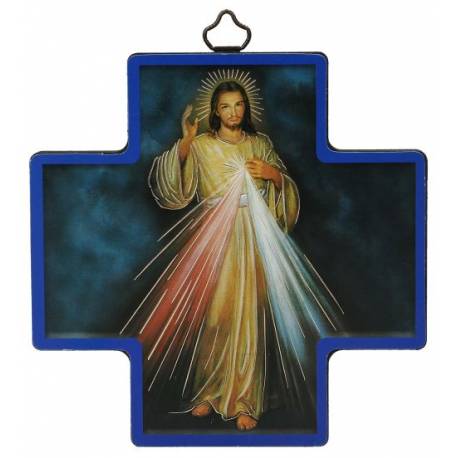 Icône 12 X 12 cm Croix Christ Miséricordieux