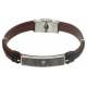 Herenarmband in bruin leer met stalen "Onze Vader" 