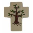 Croix Ceramique 12 X 10 Cm Beige - Arbre De Vie