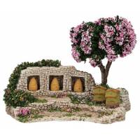 Décor pour santons de Provence Ruches et un arbre