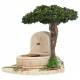 Décor pour santons de Provence Fontaine murale avec arbre 13 x 9 cm