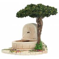 Decor voor santons de Provence Muurfontein met boom 13 x 9 cm 