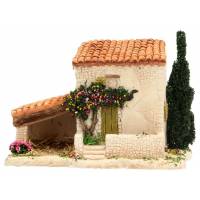 Provencaalse decor Huis met boom 17 x 12 x 12 cm 