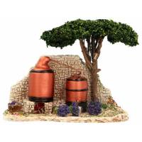 Décor pour santons de Provence Alambic avec arbre 18 x 10 cm