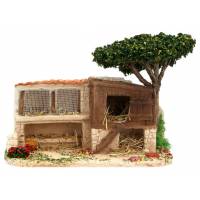 Décor pour santons de Provence Poulailler avec arbre 18 x 10 cm