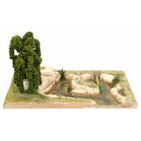 Décor pour santons de Provence Lac avec arbre 32 x 22 cm