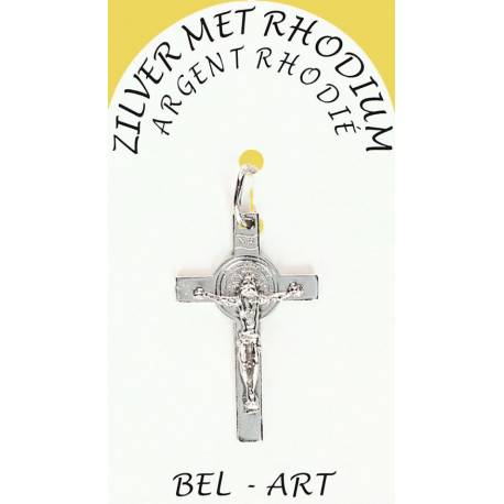 Croix Argent Rhodié St Benoît - 27 X 17 mm