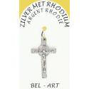 Croix Argent Rhodié St Benoît - 27 X 17 mm