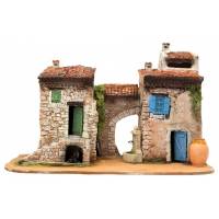 Santons De Provence 3 huizen - 45 x 23 x H 28 cm 