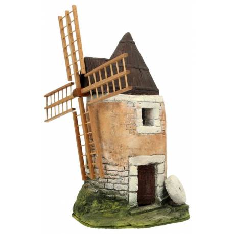 Décor pour santons de Provence - Moulin SANS moteur - 16 x 16 x H 30 cm