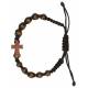 Bracelet sur corde Bois marron + Croix