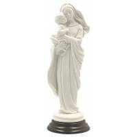 Statue 26 cm Vierge et enfant - Blanc / Base Bois