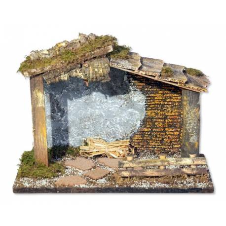 Cabane vide pour personnages de crèche de 10 cm (33x18x23cm)