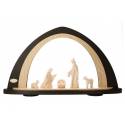 Sainte Familie en bois Sculpte 13cm Naturel + Arche noir