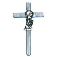 Croix berceau - 10 cm - Bleu / Garçon